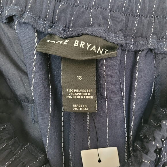 Lane Bryant Wide Leg Pinstripe Pants with Drawstring Waist - Picture 5 of 7